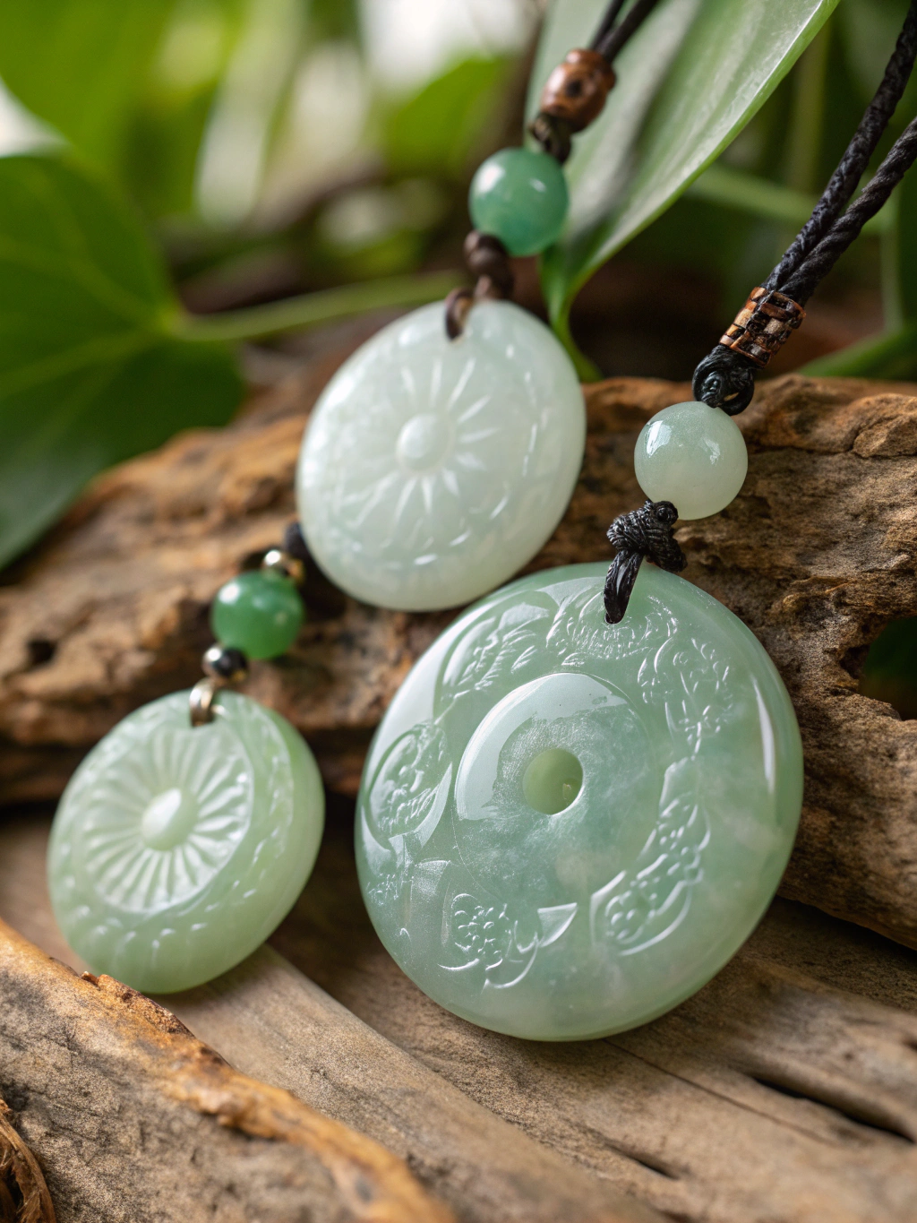 Imperial emerald green jadeite cabochon pendant with natural translucency